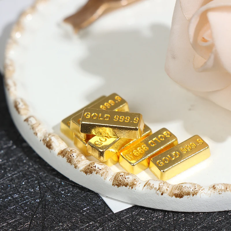 10pcs/set 1:12 Dollhouse Miniature Gold Bars Coin Model Doll House Decor Accessories Kids Pretend Play Toys 5