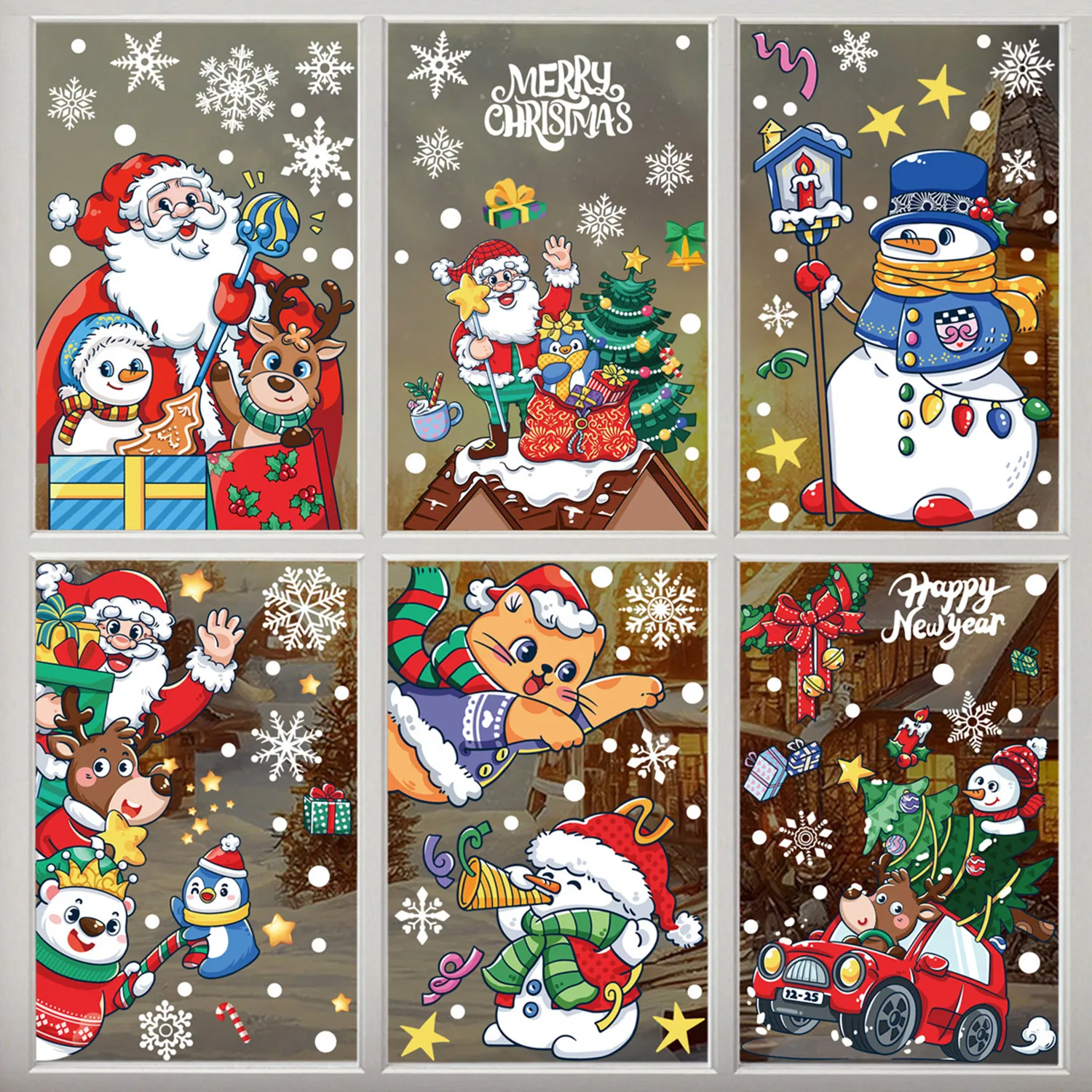 

Christmas Window Stickers 2024 Merry Christmas Window Decoration Stickers Wall Sticker Santa Claus Garland Christmas Decoration
