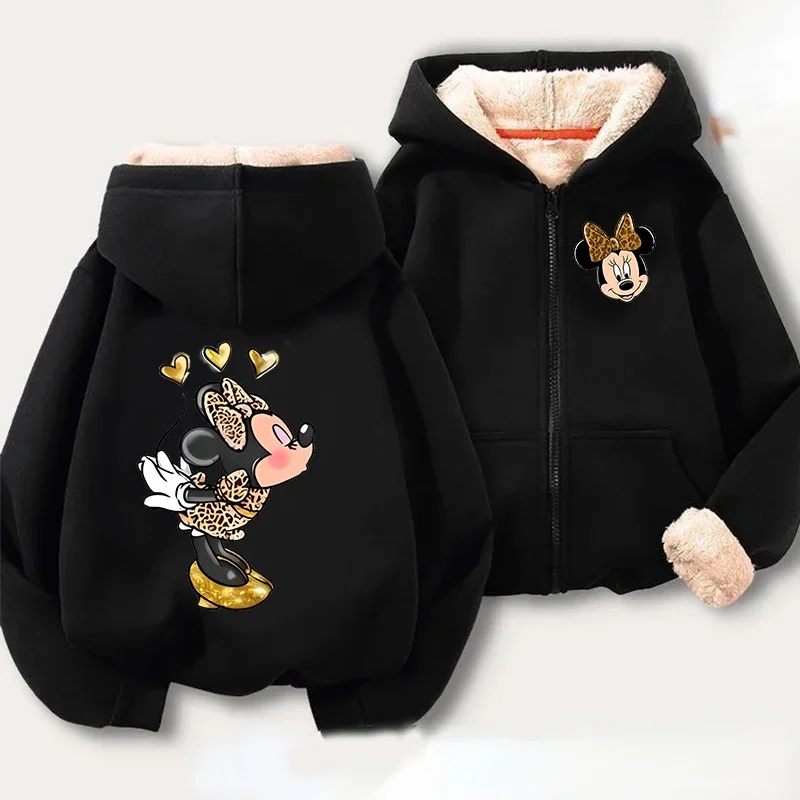 Minnie Mouse Women Zipper Hoodie Sweatshirt Girl Winter Keep Warm