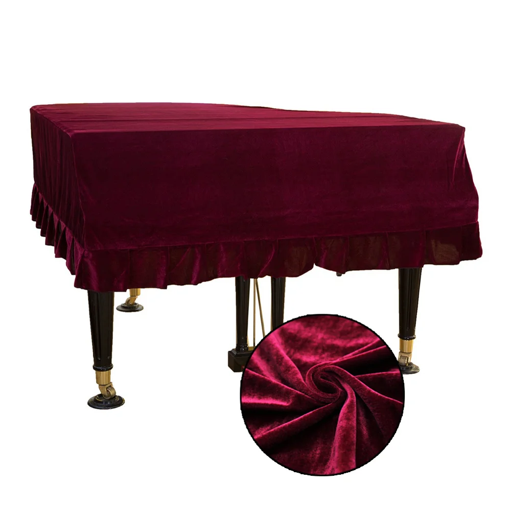 1x Velvet Piano Dust Cover Grand Piano Full Cover Furniture Anti-Scratch Protective Washable Instrument Accessories