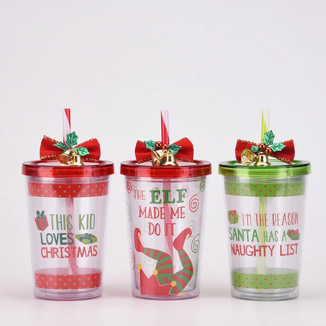 Personalised Christmas Santa Drink Cup With Straw, Santa Drinks Tumbler,  Children's Christmas Tumbler, Christmas Gift, Christmas Eve Box Elf 