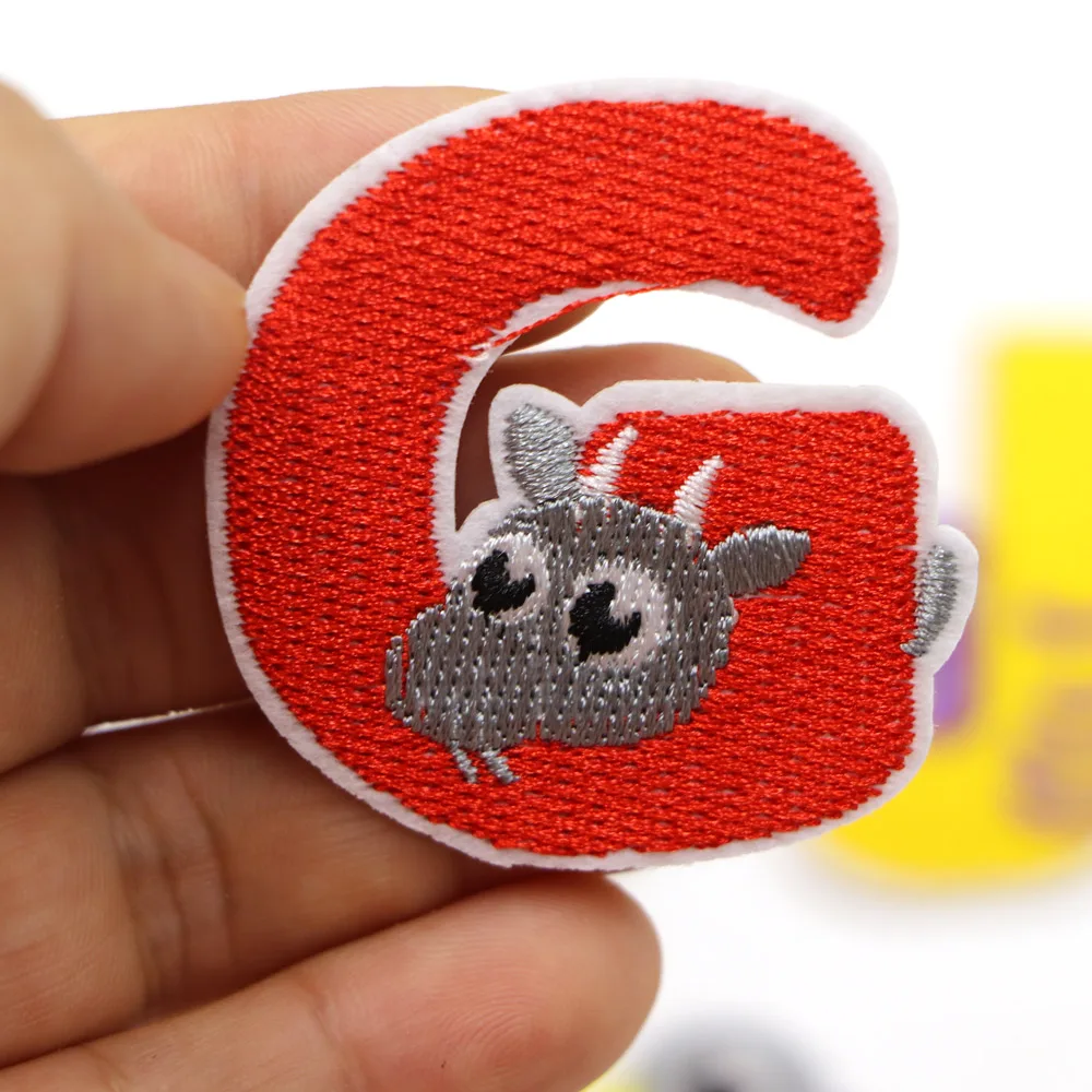 1PC Eisen auf Patches Nähen auf Applique Patches Tiere Buchstaben Alphabet Gestickte Patches Diy Benutzerdefinierte Name Abzeichen Reparatur patch – Detail 11