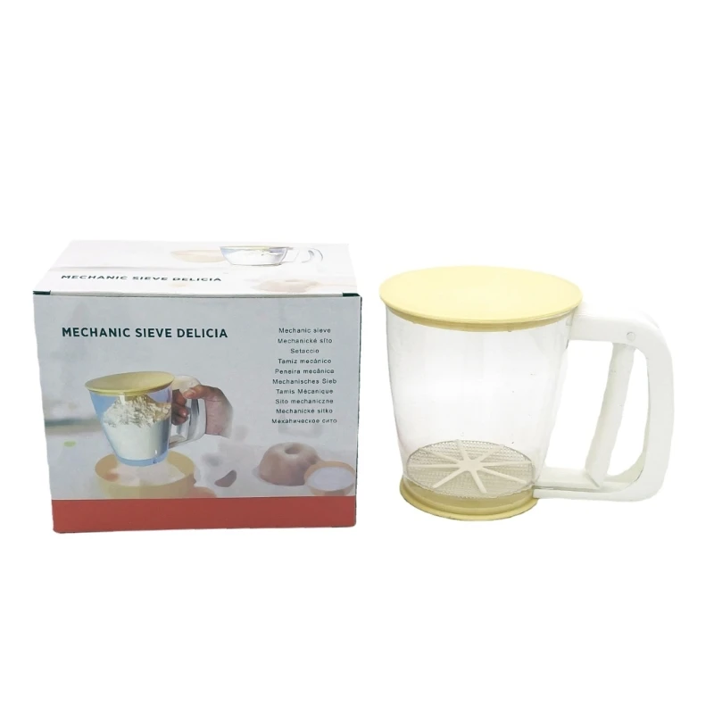 Flour Sifter Flour Sieve Filter Plastic Powder Cup Sugar Sieve Shaker Mechanical Mesh Flour Kitchen Baking Tool Colanders
