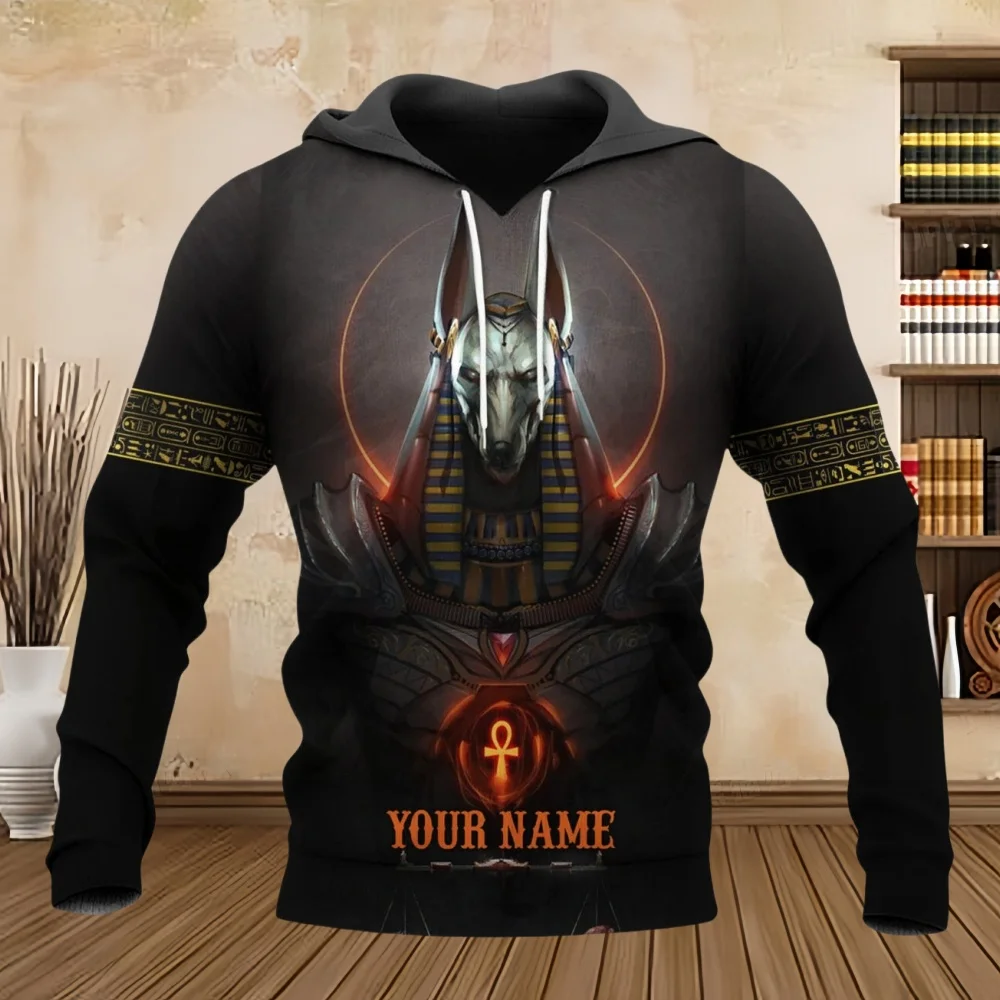 Men's Hoodie Eygpt Anubis Design Hoodies 3D Print Graphic Tops Autumn Long Sleeve Pullover Streetwear Hooded Hoodie Men Clothing 2