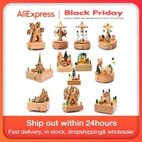 Carousel Music Box Wooden Christmas Ornament Rotary Train Musical Box Home Decoration Accessories For Birthday Gifts Valentine' 1