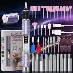 Professional Nail Polishing and Drill Set for Salon - Quality Manicures with Multiple Gears and Low Noise Operation (8810 Pro Max Purple)