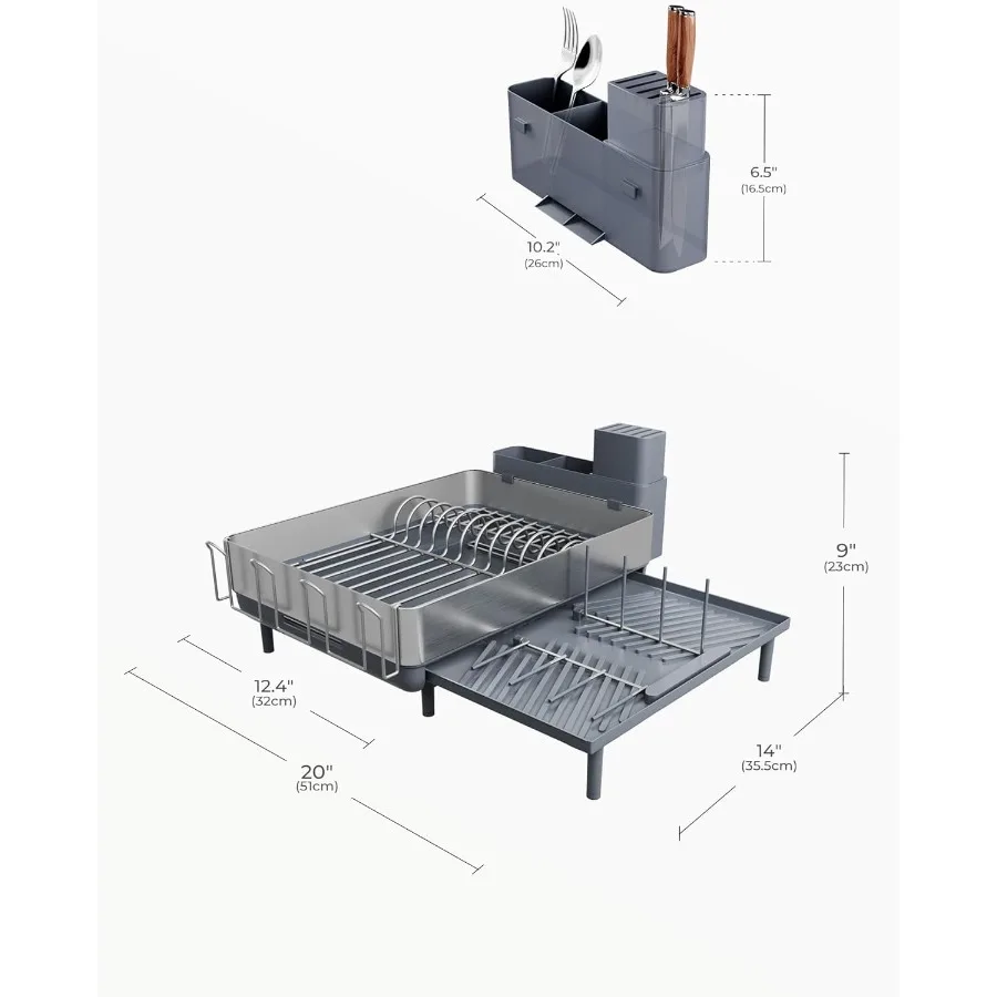 Large Dish Drying Rack Expandable Dish Racks for Kitchen Counter Space Saving 304 Stainless Steel Drying Rack Kitchen Extra Lar