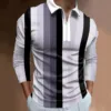 Men Lapel Zipper 3D Digital Printing Polo Shirts Fashion Loose  Long Sleeve Top T Shirt Top Autumn Office Dress Shirts Blusas 1