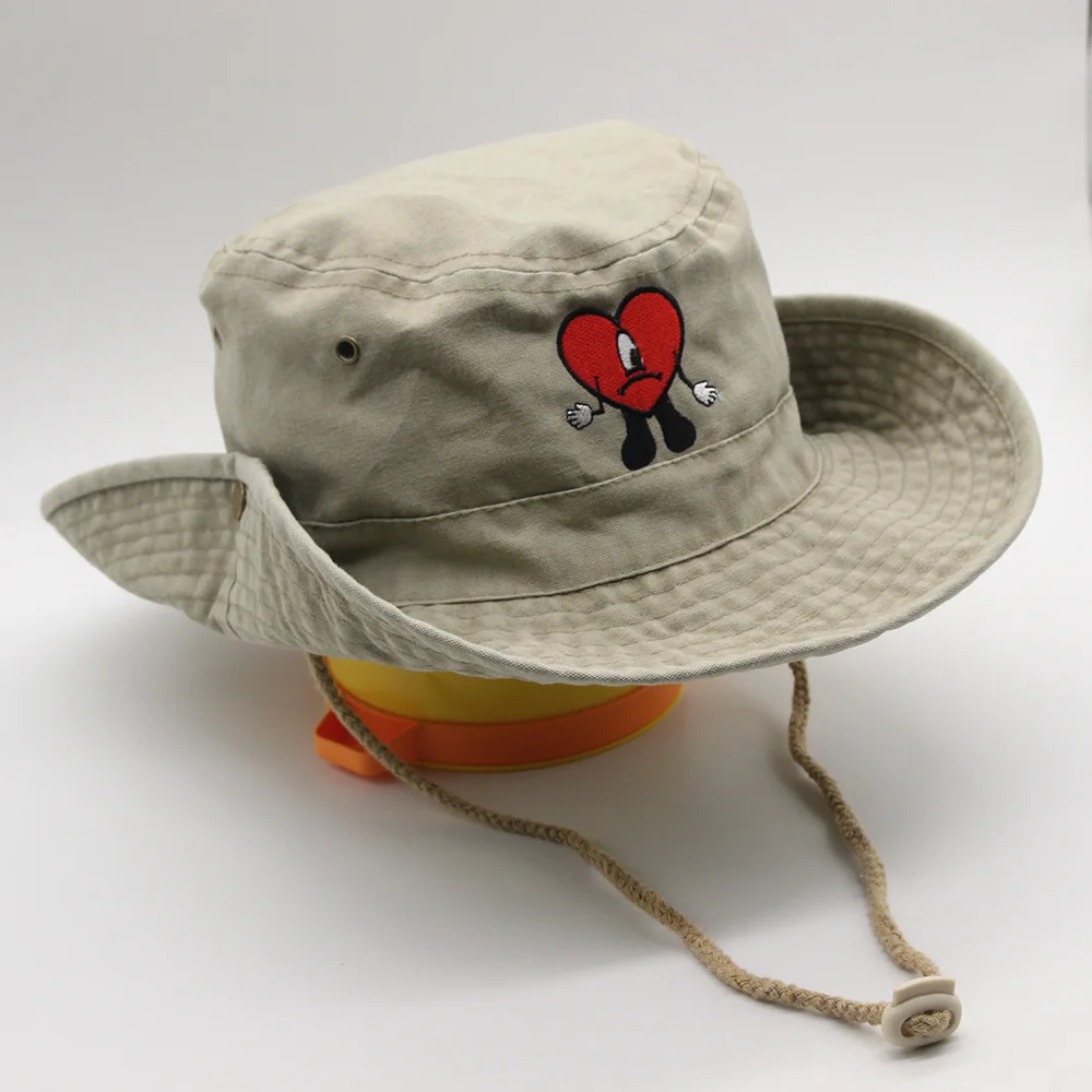 Fisherman Hat Unisex Cotton Foldable Embroidered Basin For Women Autumn and Winter Men Tide Bad Bunny