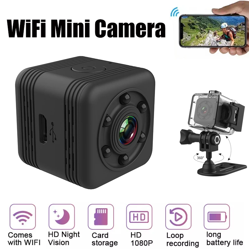 best cheap camcorder SQ29 Mini WIFI Digital Camera 1080P HD Flashlight Micro Cam Wireless Portable Camera Security Loop Recording Video Surveillance mini dv camcorder for sale