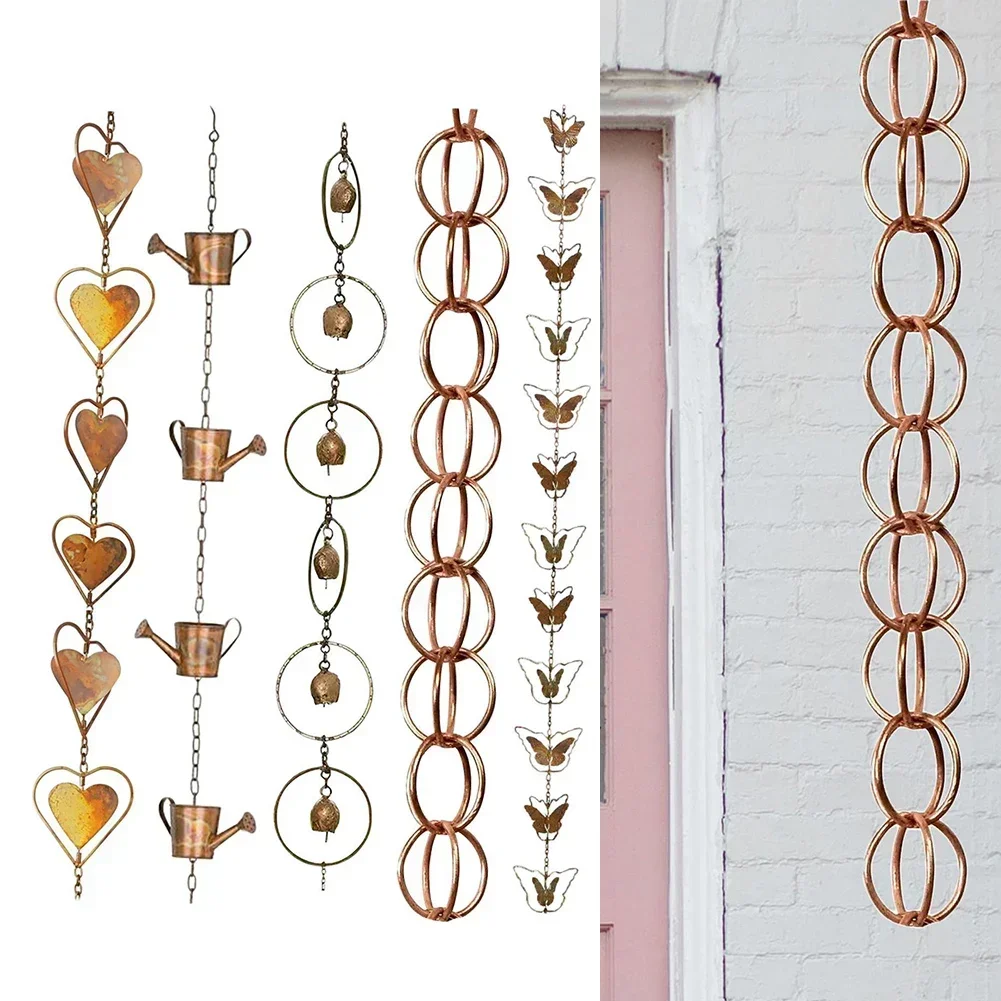 1M Metal Rain Gutter Chain Rain Water Catcher Decorative Chains For Outdoor Divert Water Backyard Awnings Chains