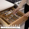 Bamboo storage box expandable knife and fork dividing and organizing box, drawer style cutlery storage boxes 1