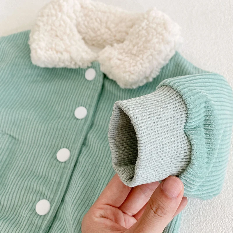 Baby Girls Winter Top Clothes Corduroy Baby Boys Girls Thickened Jacket Long Sleeves Cardigan Coat Coat Jacket
