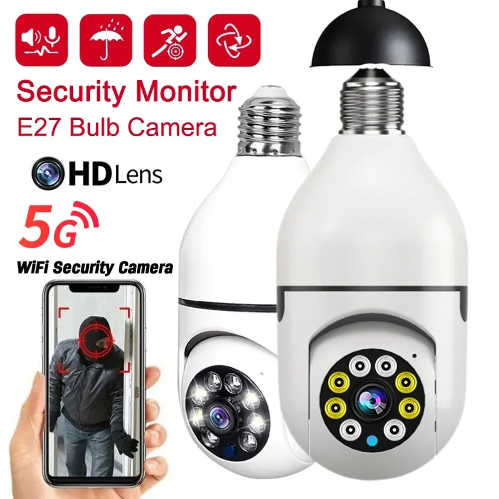 Surveillance Camera Bulb Camera E27 Bulb Surveillance Camera Night Vision Full Color Automatic Human Tracking Video Indoor Security Monitor