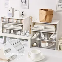 INS Desktop Stationery Storage Box Transparent Acrylic Drawer Type Pen Holder Cabinet Student Hand Account Storage Organiser 2