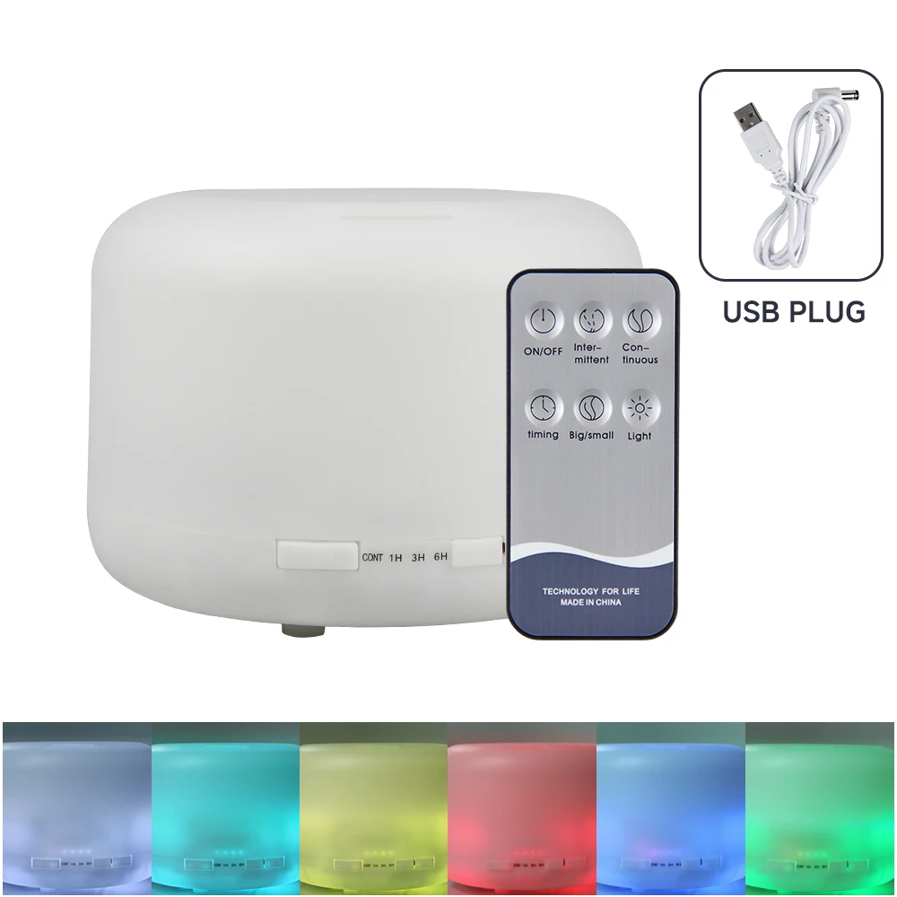 500ml Ultrasonic Wood Grain Essential Oil Aroma Diffuser with Remote Control