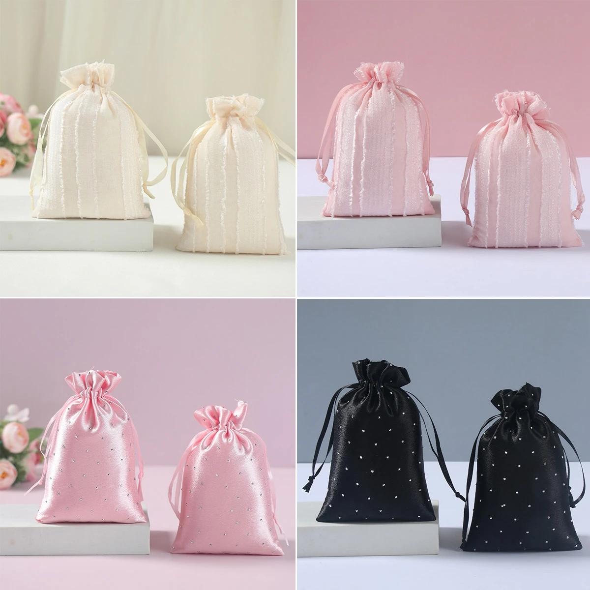 6pcs-10-15cm-Satin-Gift-Bags-Pink-Drawstring-Bag-Gift-Pouches-For ...