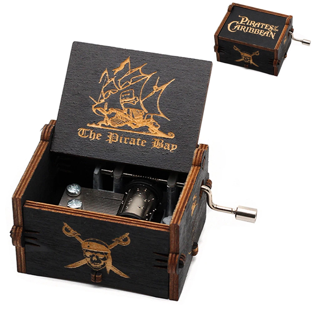 Wooden Anime Figure Music Box Pirates Of The Carib Davy Jones Jack Sparrow Creative Birthday Christmas Day Gift 3