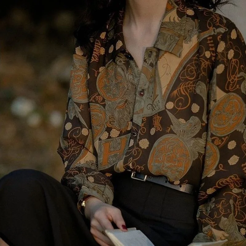 

Винтажные блузки в уличном стиле Харадзюку, рубашки большого размера, женские элегантные топы с длинным рукавом, шикарная крутая ретро одежда в Корейском стиле