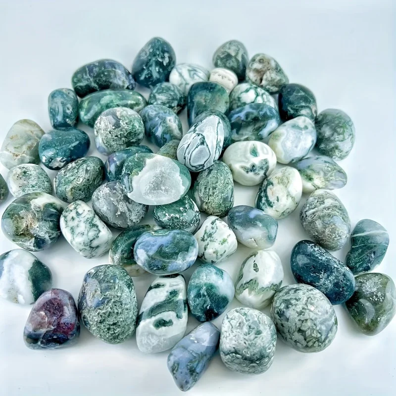 50g Moss Agate Tumble Minerals Specimen Stone Aquarium Home Decor decorative stones,tumbled stones,tumbled agates