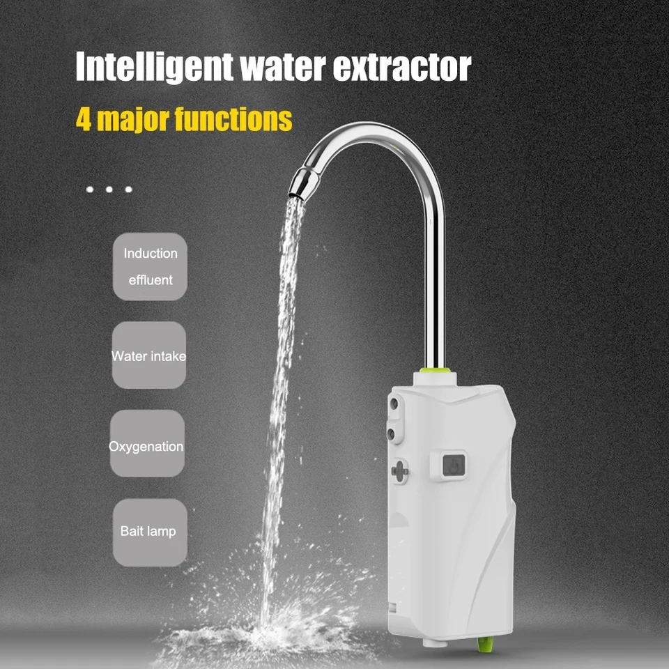 Bomba de oxígeno de agua con Sensor inteligente 3 en 1, equipo de pesca lavado a mano, dispositivo automático de succión de agua de 2600mAH para pesca al aire libre