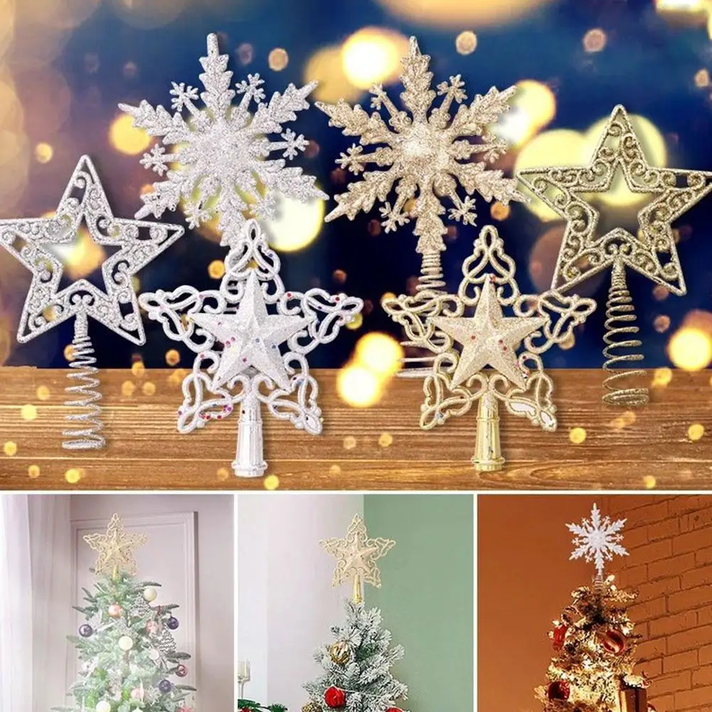 Albero Di Natale Toppers Star Xmas Tree Decor Snowflake Hanging Treetop Decorazioni Per Feste Di Natale Per La Casa Xmas 2023 New Ye U8C9