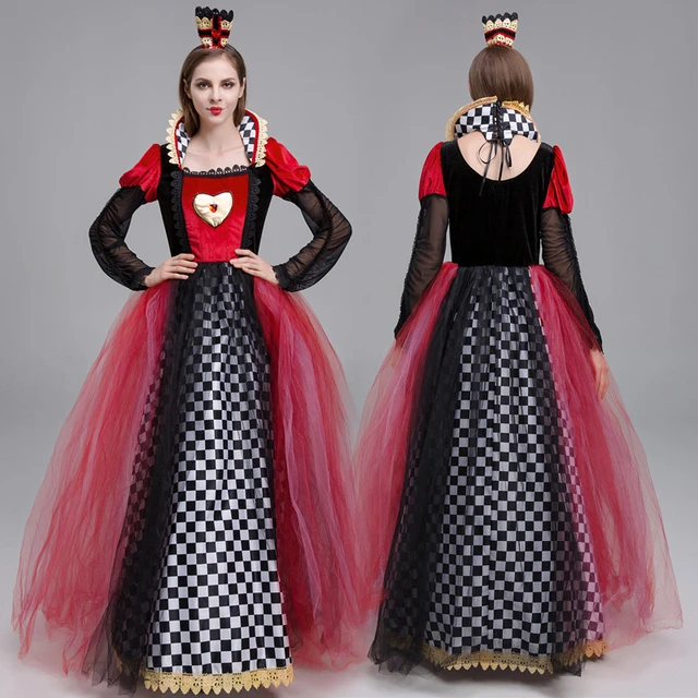 Alice Queen Of Hearts Costume Kids Red Queen in Wonderlands Cosplay Costume  Crown Baby Girls Halloween Birthday Party Dress - AliExpress