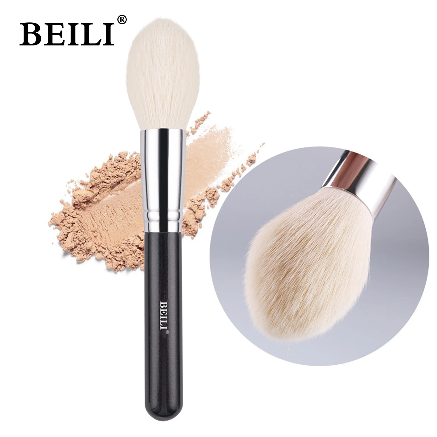 1 PCS Black Big Loose Powder Makeup Brush Professional Soft Foundation Highlight Wool Fiber Kabuki Brush Beauty Tools