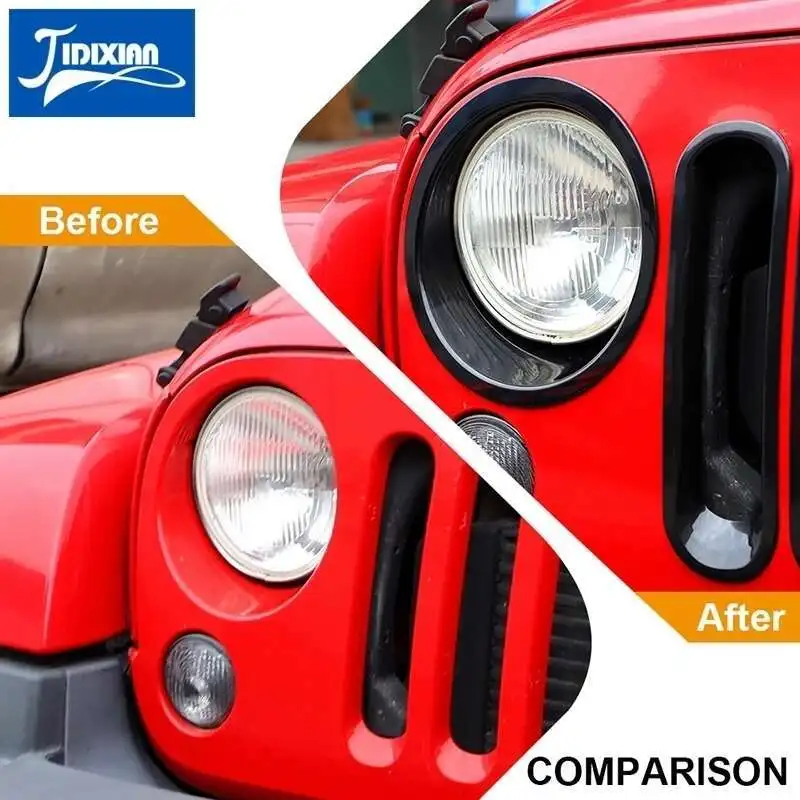 for Jeep Wrangler JK 2007 2008 2009 2010 2011 2012 2013 2014 2015 Car Grills Headlight Light Lamp Decoration Cover