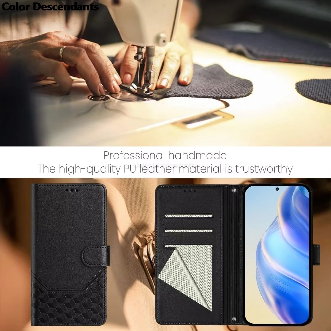 RFID Blocking Leather Flip Cover with Strap - Premium Shockproof Protective Card Holder Case