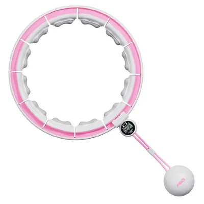 

Massage Digital Counting Smart Hoola Hoop with Adjustable Detachable Knots Auto Spinning Ball Hot Sale Indoor Pink FITNESS whit