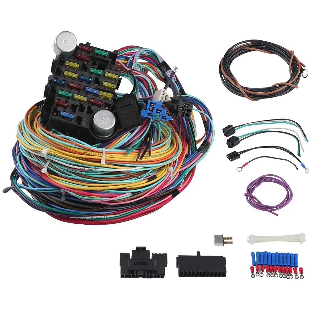 21 Circuit Car Modification Wire Harness Universal For GM Ford And Mopar Engine Swaps Lights Door Locks Gauges Power Windows