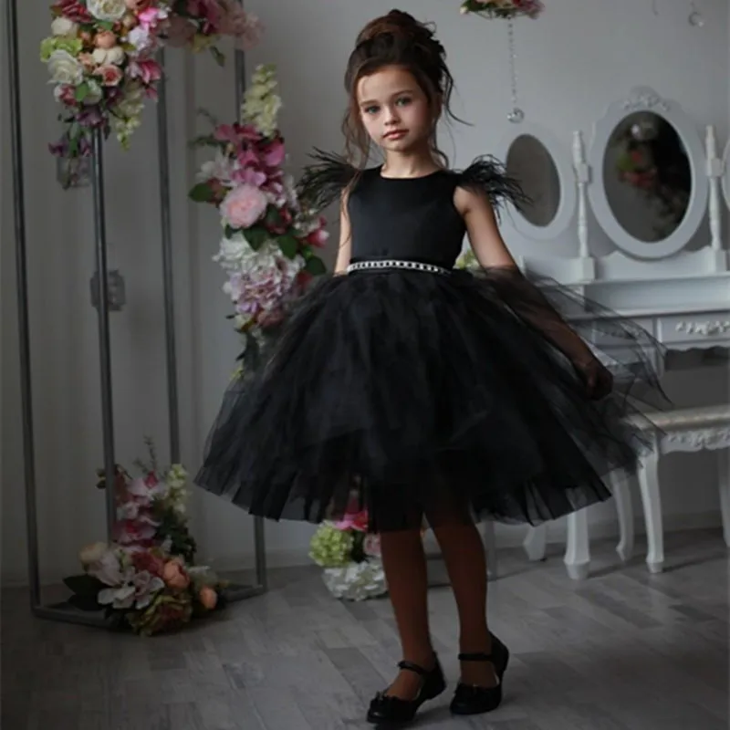 

Flower Girl Dresses Tulle Puffy Solid With Tailing Sleeveless For Wedding Birthday Party Banquet Princess Gowns