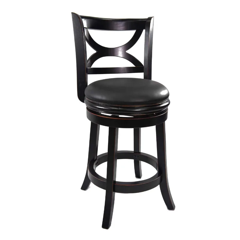 

Boraam Florence Counter Height High Back Kitchen Swivel Wood Counter Stool, Black Sandthru Finish