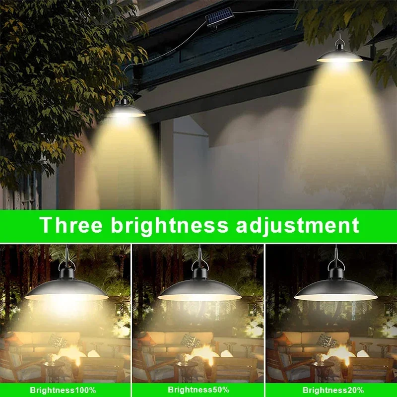 Lampe LED Solaire Suspendue avec Télécommande, Éclairage d'Niket d'Extérieur, Idéal pour une Salle de Rangement, une Cour, une Véranda ou un Jardin