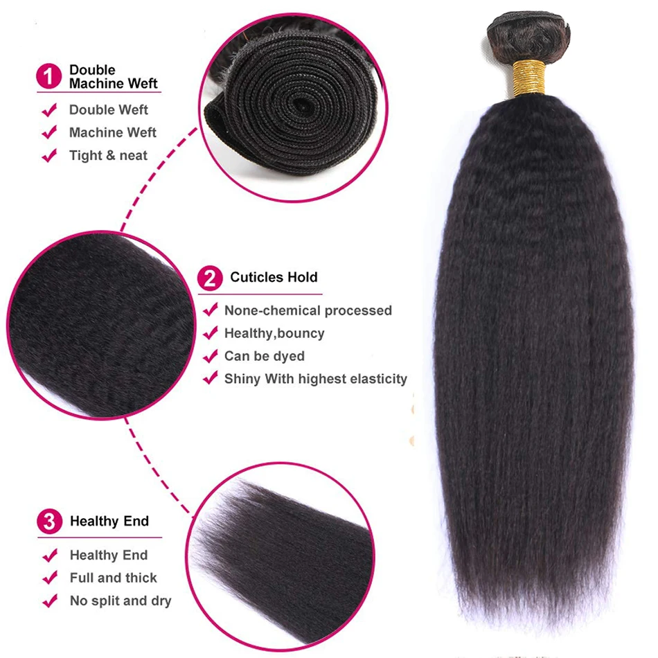 Raw Brazilian Virgin Hair Bundles Kinky Straight Human Hair Weave Bundles Remy Extension 1 3 4 Coarse Yaki 30 inch human hair extensions