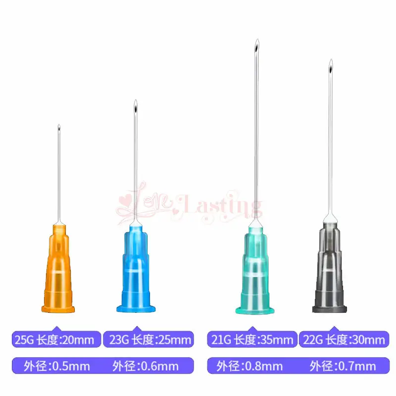 25pcs Tip Needle Transparent Syringe Clear Disposable Sterile Body Piercing Needles Navel Ear Nose Tattoo 16G18G 20G 21G 22G