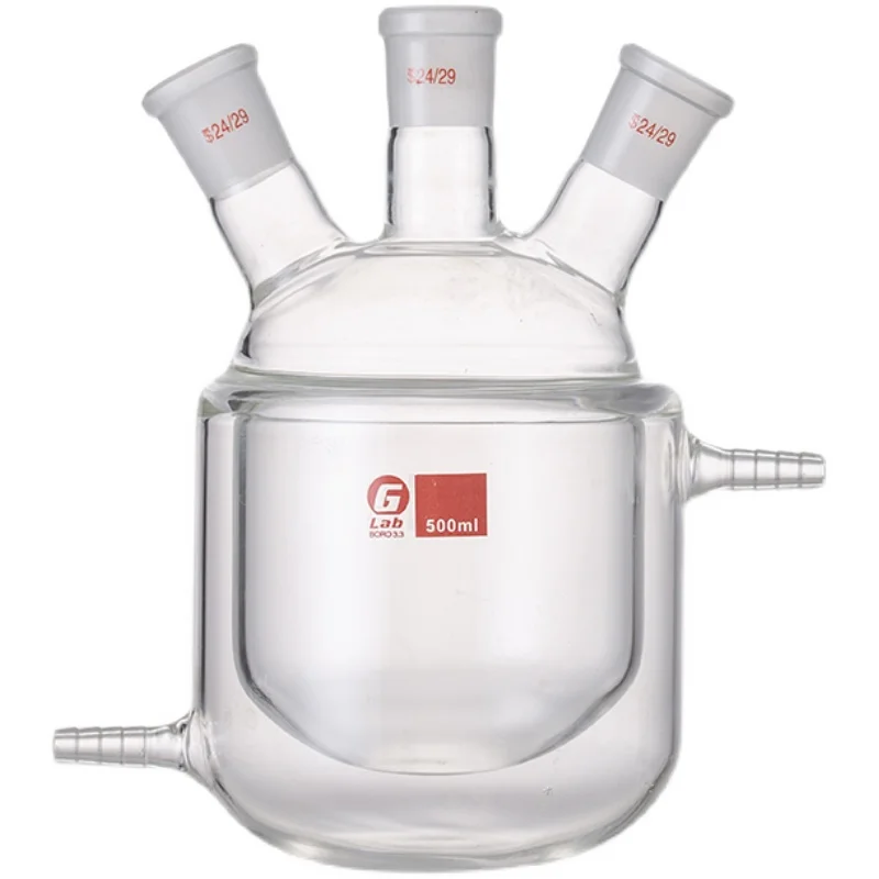 Laboratory Glass Jacketed Reactor Double-layer Reaction Bottle 50 / 100 / 250 / 500 / 1000ml