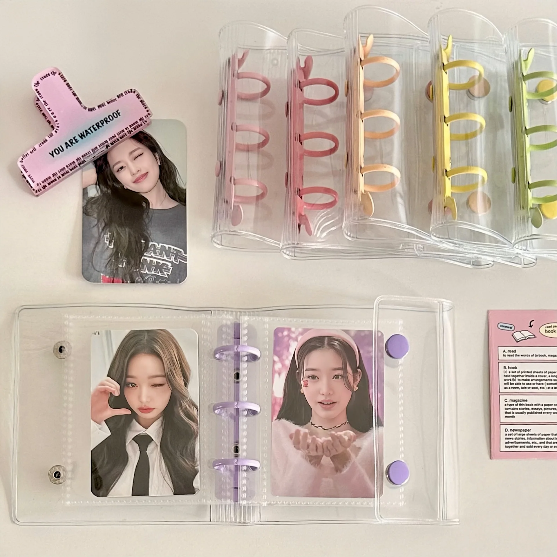 mini Transparent Pvc binder photo album kpop binder Photocard Holder girl cute idol card collect book binding machine stationery 3