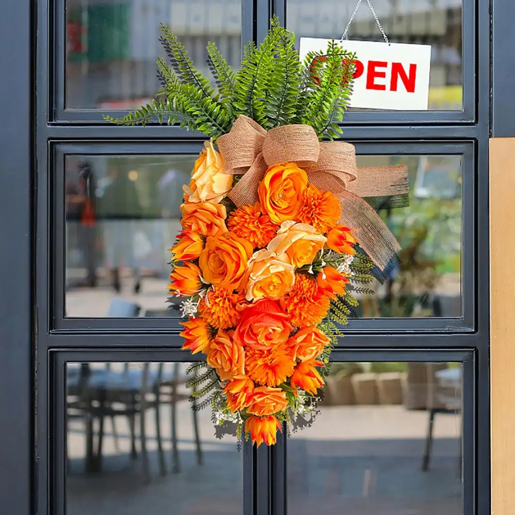 

Праздничная атмосфера, дверной знак, реалистичный Пасхальный венок в форме моркови, привлекательное праздничное украшение с цветами и листьями для улицы