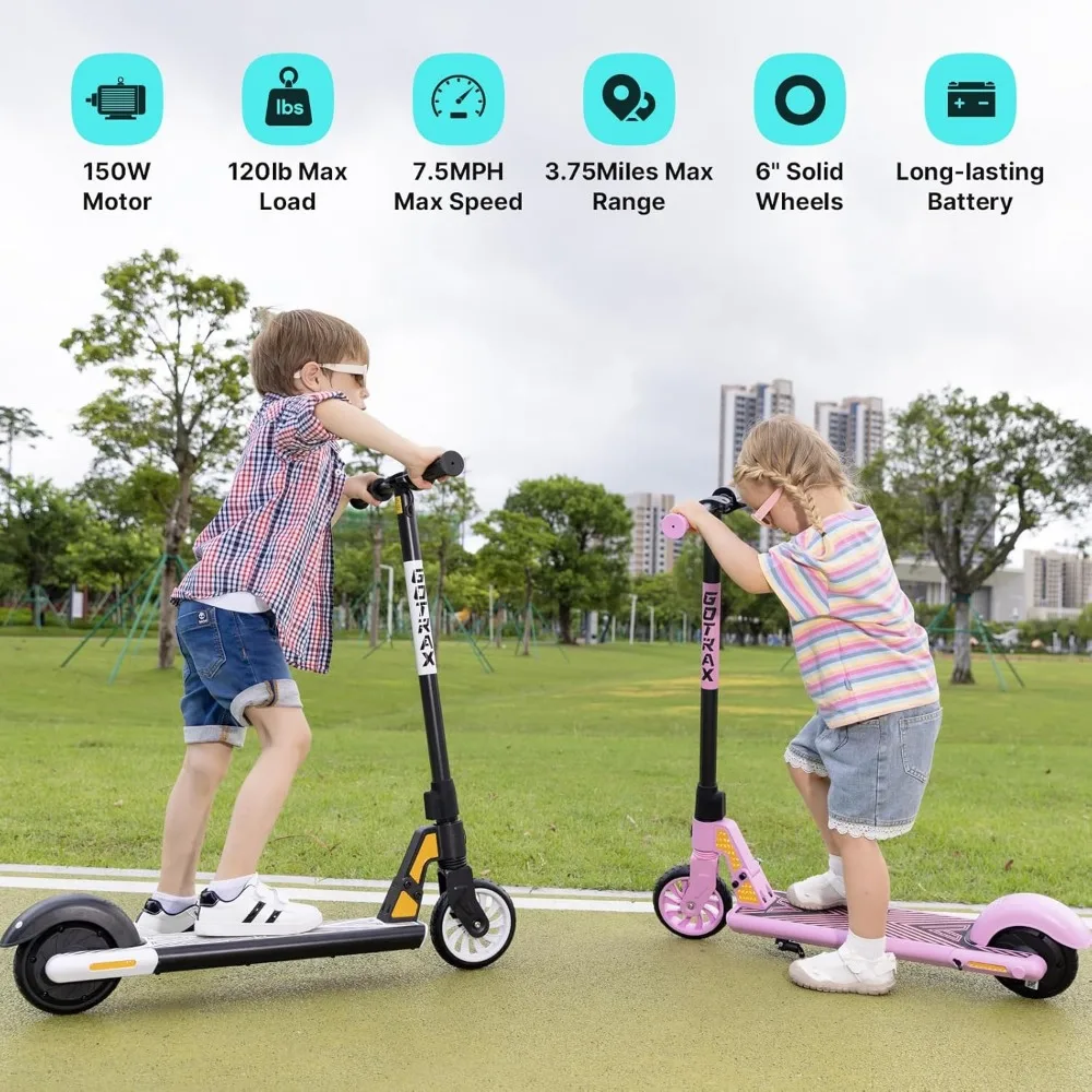 Gotrax GKS Series Electric Scooter for Kids Aged 6-12, Top Speed 7.5 MPH with 150W Motor, 6-Inch Wheels, and Thumb Throttle Cont