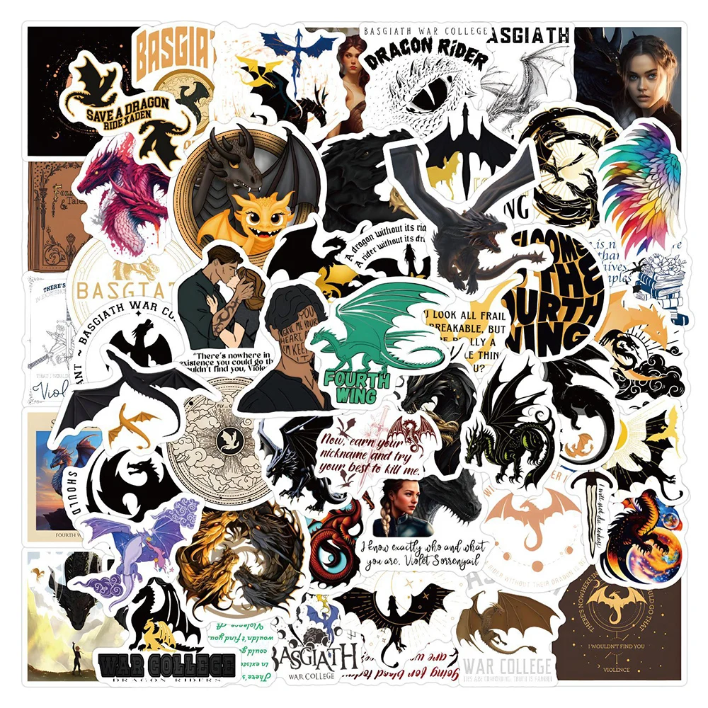 

10/60/120PCS Cool Novel Fourth Wing Stickers Cartoon Decals DIY Laptop Phone Case Luggage Waterproof Graffiti Sticker Kids Toys