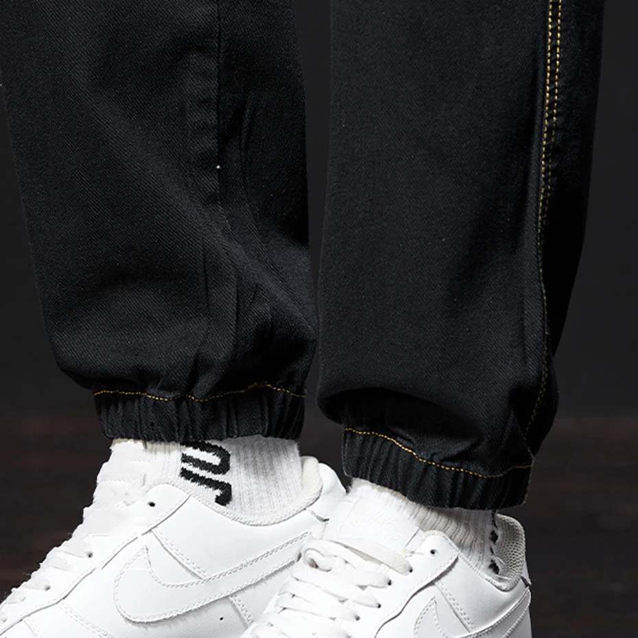 Vintage Denim Pants Men Elastic Waist Jogger Pants Plus Size 8XL Fashion Straight Jeans Male Trousers Big Size 8XL