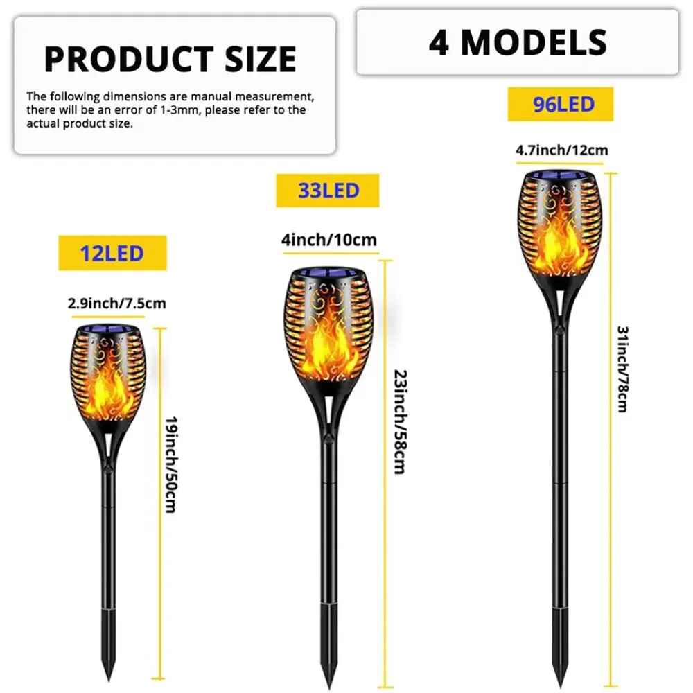 Solar Garden Flame Light 96LED Solar Lights Outdoor Flickering Torch Waterproof Decor Landscape Lawn Lamp Path Lighting solar lights solar decoration light solar torch lights