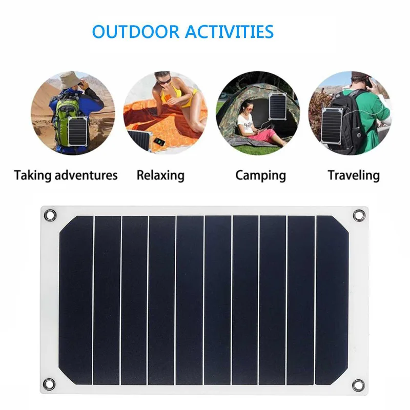 USB Solar Charger Panel 6V 10W Portable Solar Panel Output USB Outdoor Portable System for Phone Charger