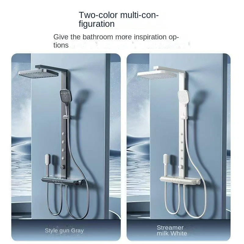 ชุดฝักบัวอัจฉริยะควบคุมอุณหภูมิคงที่ระดับไฮเอนด์ พร้อมแกนป้องกันตะกรันคลอรีนแบบถอดได้ และตัวเครื่องทองแดงขัดเงา 1