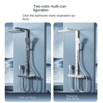 ชุดฝักบัวอัจฉริยะควบคุมอุณหภูมิคงที่ระดับไฮเอนด์ พร้อมแกนป้องกันตะกรันคลอรีนแบบถอดได้ และตัวเครื่องทองแดงขัดเงา 1