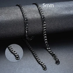 Vnox Unisex Vintage Gold Cuban Chain Necklace - Punk Stainless Steel Curb Link Choker - 60cm 24inch (5mm Black Cuban)