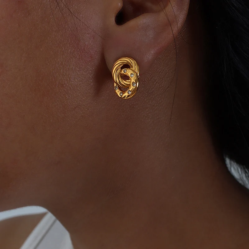 

Fashionable Earrings For Women Shiny Zircon Crystal Hoop Earrings Stainless Steel Women's Charming Jewelry Gifts