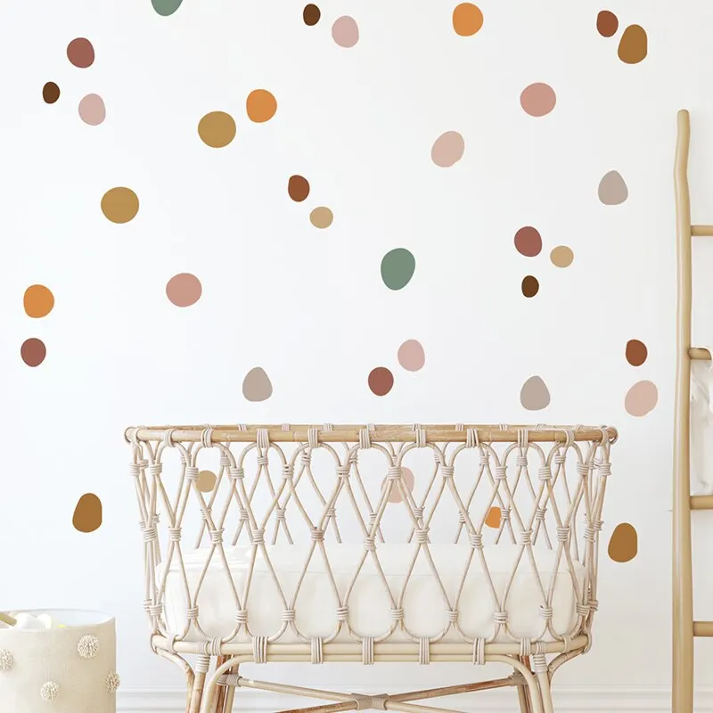 42Pcs Bohemia Style Irregular Circle Stones Wall Stickers for Waterproof Removable PVC Kids Room Kindergarten Home Decoration